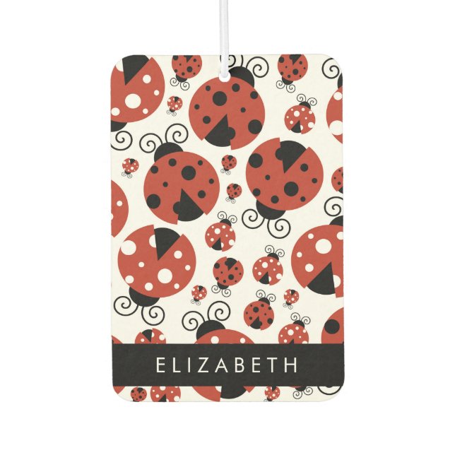 Pattern Of Ladybugs, Red Ladybugs, Your Name Autolufterfrischer (Vorderseite)
