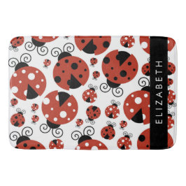 Pattern Of Ladybugs, Red Ladybugs, Your Name Badematte
