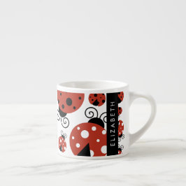 Pattern Of Ladybugs, Red Ladybugs, Your Name Espressotasse