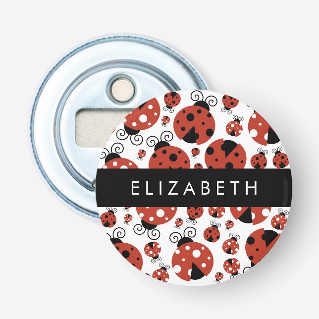 Pattern Of Ladybugs, Red Ladybugs, Your Name Flaschenöffner (Vorderseite)