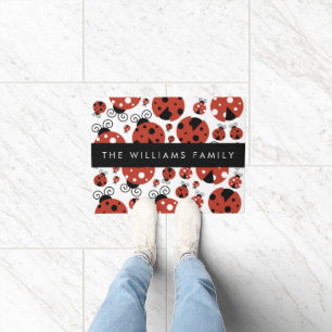 Pattern Of Ladybugs, Red Ladybugs, Your Name Fußmatte