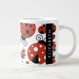 Pattern Of Ladybugs, Red Ladybugs, Your Name Jumbo-Tasse