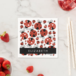 Pattern Of Ladybugs, Red Ladybugs, Your Name Serviette