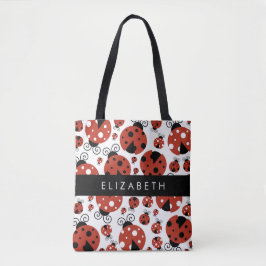 Pattern Of Ladybugs, Red Ladybugs, Your Name Tasche