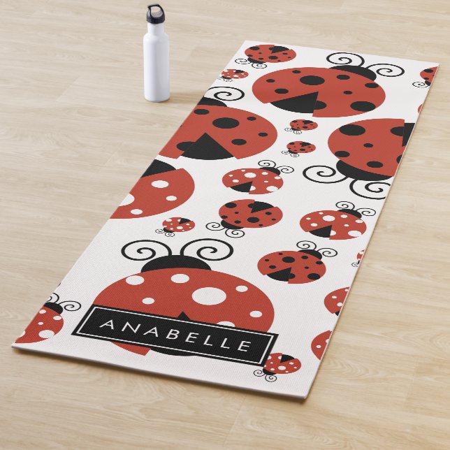 Pattern Of Ladybugs, Red Ladybugs, Your Name Yogamatte (Beispiel)