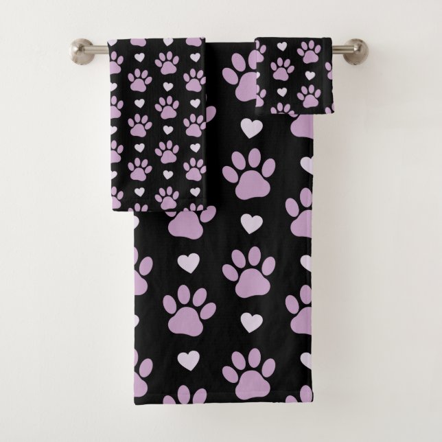 Pattern of paws, Dog paws, Lilac paws, Hearts (En situation)