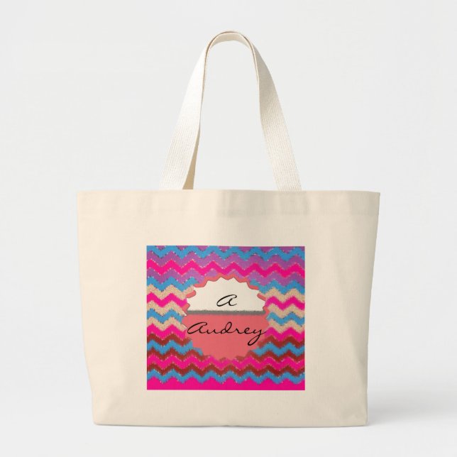Pattern Office Party Peace Chevrons Mit Monogramm Jumbo Stoffbeutel (Vorne)