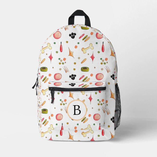PATTERN-PATTERN-PALETTENDRUCKEN UND HUNDENKNOCHEN- BEDRUCKTER RUCKSACK (Vorderseite)