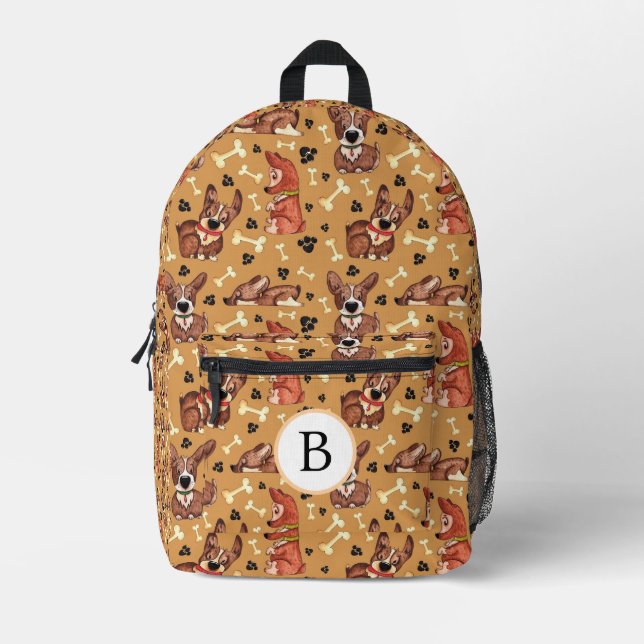 PATTERN-PATTERN-PALETTENDRUCKER UND HUNDENKNOCHEN  BEDRUCKTER RUCKSACK (Vorderseite)
