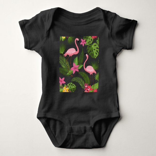 Pattern Peacock Pink mit Blume T - Shirt (Vorderseite)