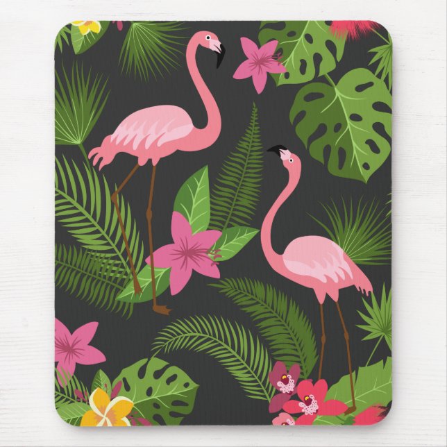 Pattern Pfauenrosa mit Blume Mousepad (Vorne)