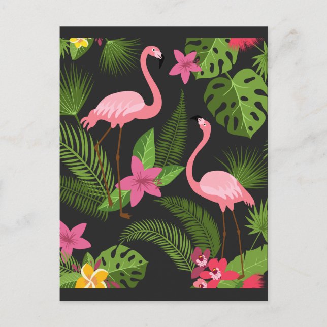 Pattern Pfauenrosa mit Blume Postkarte (Vorderseite)