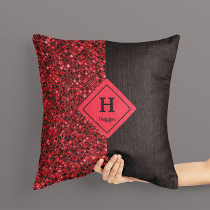 Pattern Red Shiny Throw Pillow Kissen