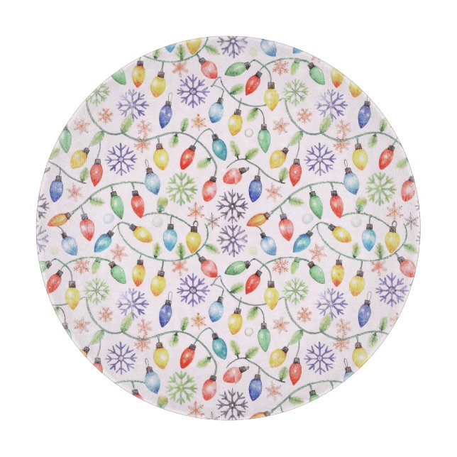 Pattern Retro Christmas Lights Schneidebrett (Vorderseite)