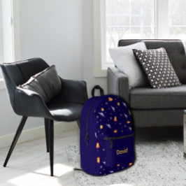Pattern space lavender orange blue name bedruckter rucksack