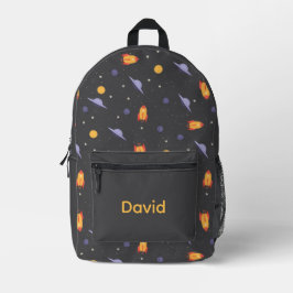 Pattern space lavender orange gray name bedruckter rucksack