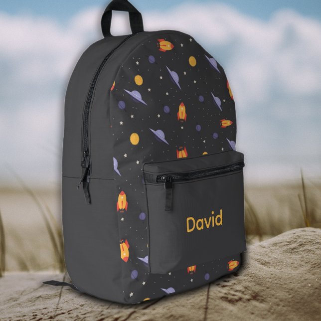 Pattern space lavender orange gray name bedruckter rucksack (Von Creator hochgeladen)