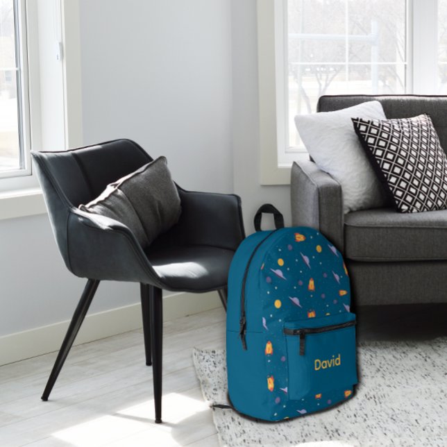 Pattern space lavender orange ocean blue name bedruckter rucksack (Von Creator hochgeladen)