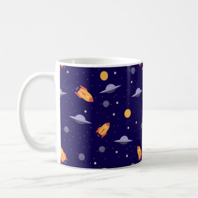 Pattern space ufo orange blue kaffeetasse (Links)