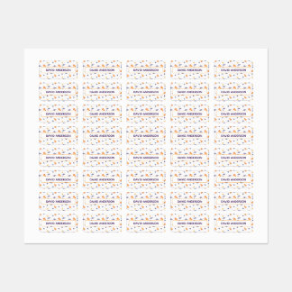 Pattern space ufo orange purple white etiketten