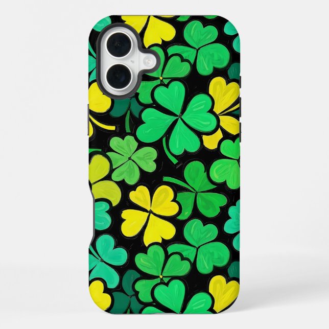 Pattern St. Patrick's Day Clowers  iPhone 16 Plus Hülle (Rückseite)