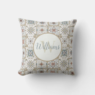 Pattern Tile Mosaik Mit Monogramm Drehkissen Kissen