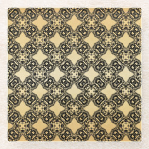 Pattern-Untersetzer aus Schwarz und Tan Diamond Glasuntersetzer