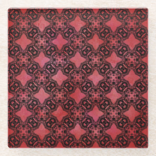 Pattern-Untersetzer aus schwarzem und rotem Diaman Glasuntersetzer