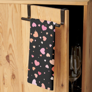 Pattern Valentine's 2024 Hintergrund mit Herz Geschirrtuch