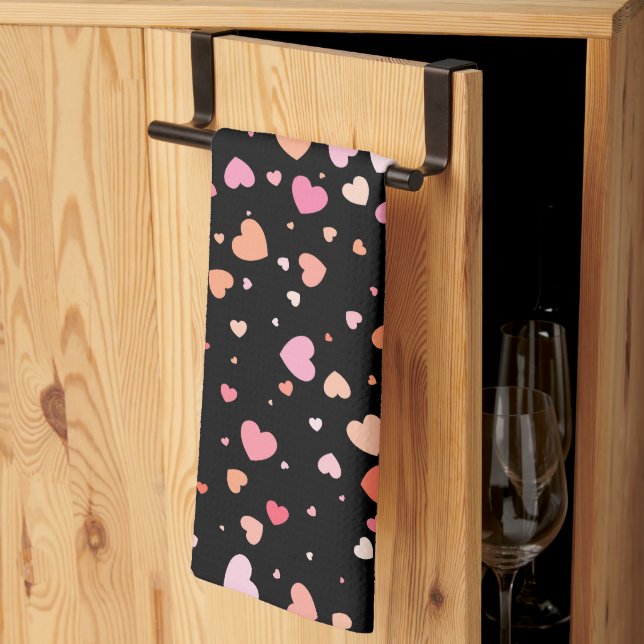 Pattern Valentine's 2024 Hintergrund mit Herz Geschirrtuch (Drittel gefaltet)