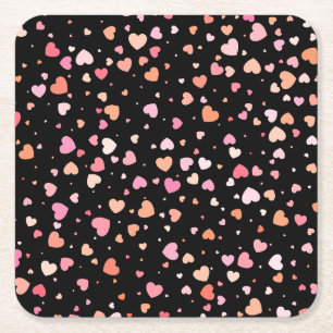 Pattern Valentine's 2024 Hintergrund mit Herz Rechteckiger Pappuntersetzer
