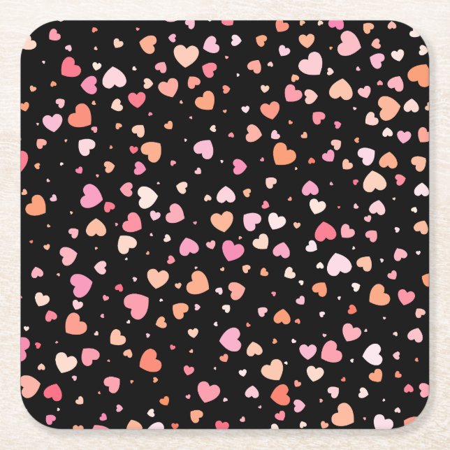 Pattern Valentine's 2024 Hintergrund mit Herz Rechteckiger Pappuntersetzer (Vorderseite)