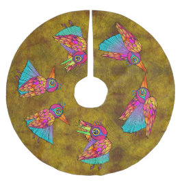 Pattern With bird creatures Polyester Weihnachtsbaumdecke