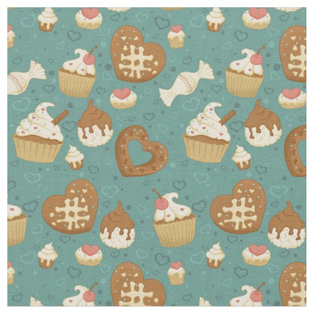 Pattern with cupcakes and candies stoff (Nahaufnahme)