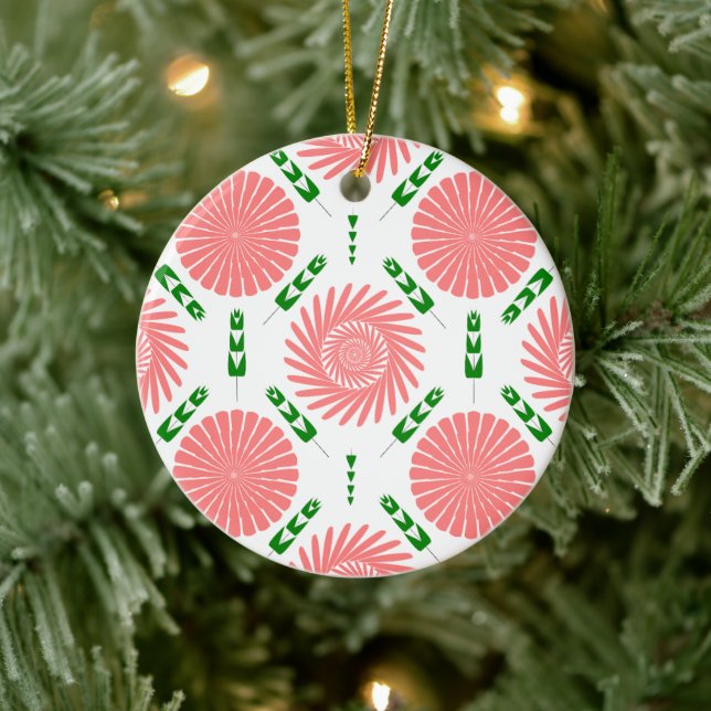  pattern with pink flowers   keramik ornament (Baum)