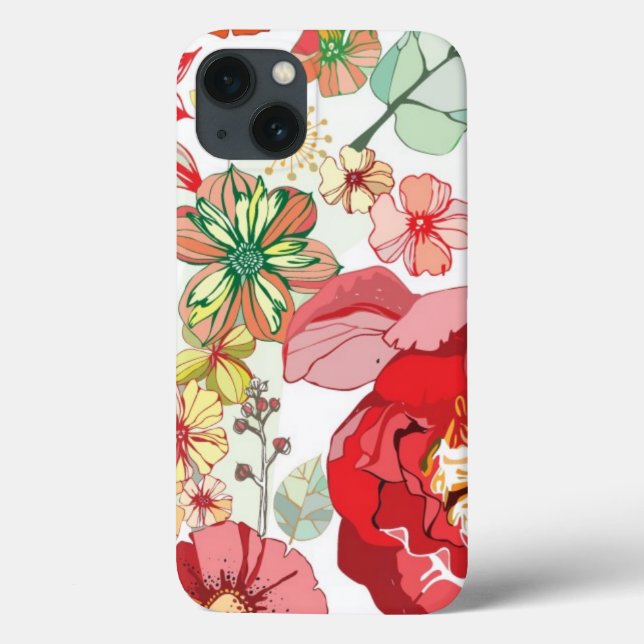 Pattern with red flowers Case-Mate iPhone hülle (Rückseite)