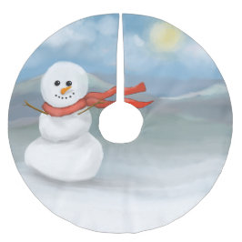 Pattern With snow man Polyester Weihnachtsbaumdecke