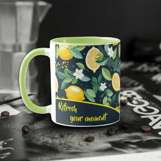 Pattern Zitronenfrüchte Zitrusfrüchte Blätter Kaff Tasse