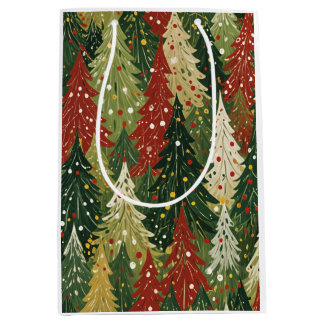 Patterned Forest of Festive Pines Mittlere Geschenktüte