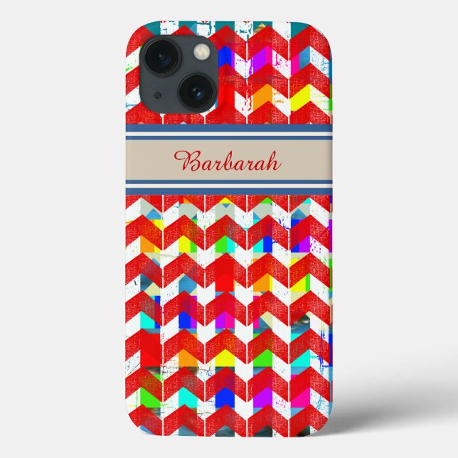 patterned red-chevron personalized Case-Mate iPhone hülle (Rückseite)