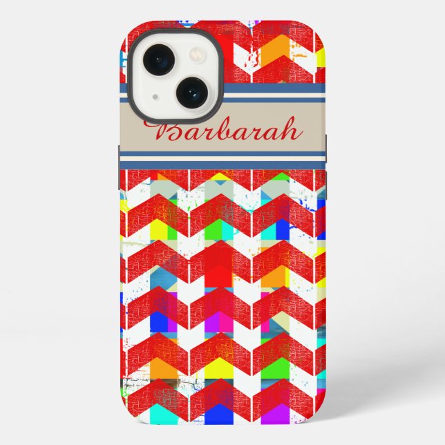 patterned red-chevron personalized iPhone hülle (Rückseite)