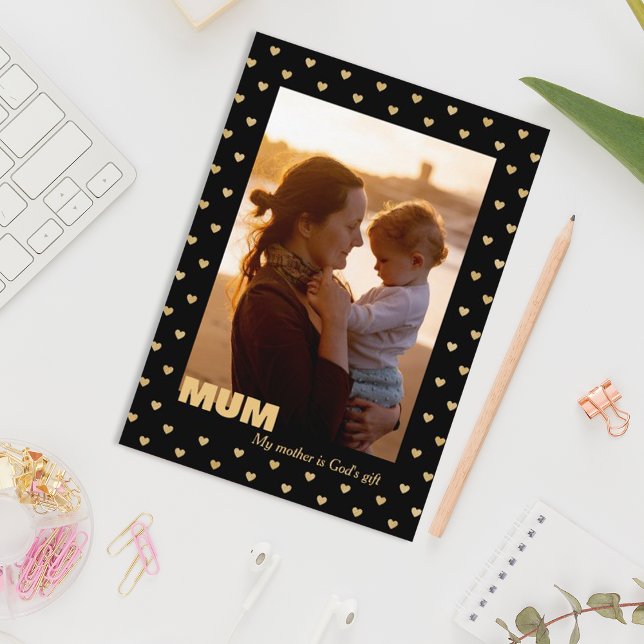 Patternherzen Muttermilch Foto Schwarze Weihnachts Feiertagskarte (Von Creator hochgeladen)