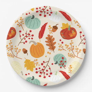 Patternpapier für Herbst-Pumpkins und Blätter Pappteller