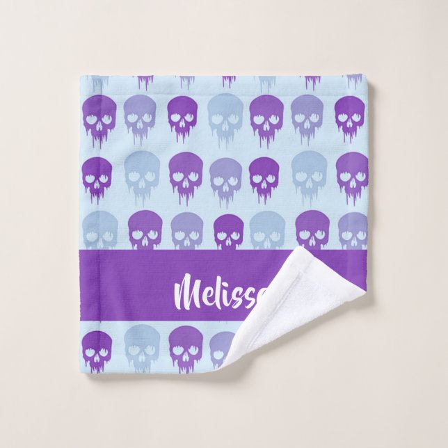 Patterns de Purple and Blue melting skulls (Gant de toilette)