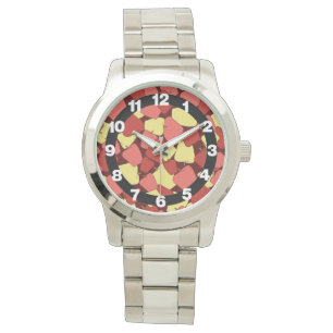 Patternschildkröte mit roten und gelben Äpfeln Armbanduhr