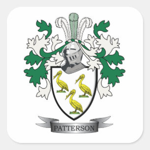Patterson Familienwappen Coat of Arms Quadratischer Aufkleber