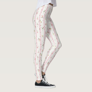Pattes florales délicates Leggings roses