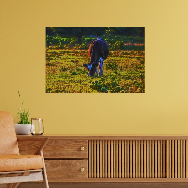 Pâturage de la vache au Texas Holstein Art Poster (Salon 2)