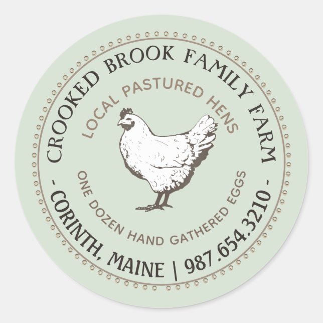 PÂTURAGE HEN FARINE OEUF FRAIS Étiquette vert Vint (Devant)