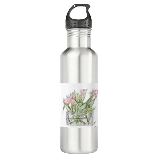 PAU58 Blume 1.tif Edelstahlflasche (Vorderseite)